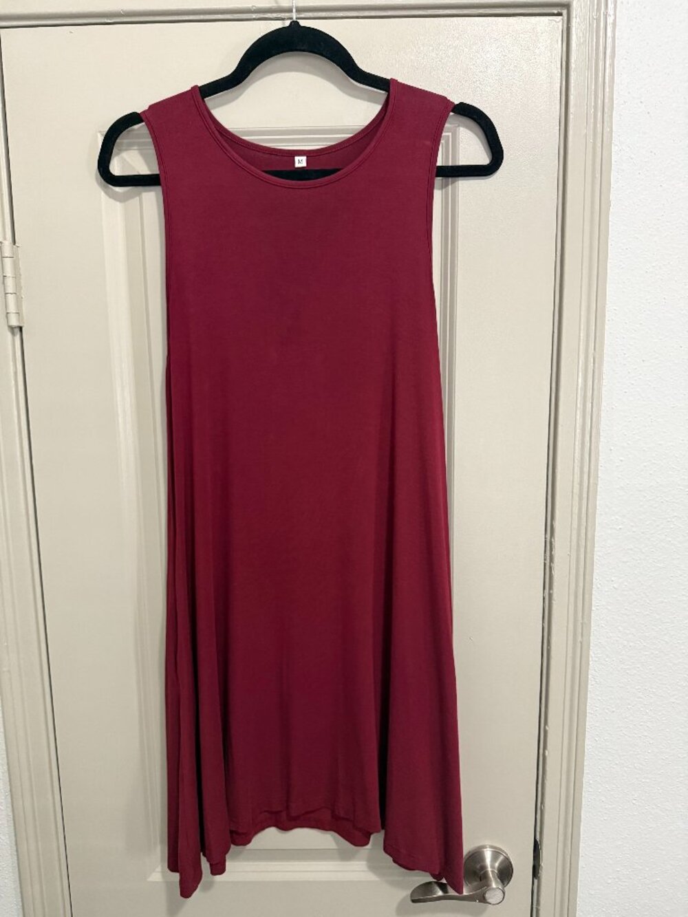 Womens Sleeveless Casual Dress Summer T-Shirt Swing Pockets Short Wine Red Med 8